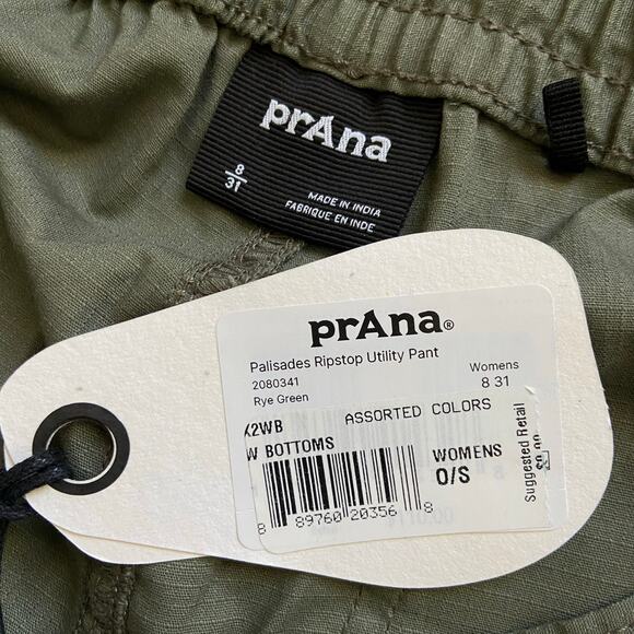 Prana Palisades Ripstop Utility Pant Womens 8 Rye Green 31" Relaxed Fit Straight - Picture 7 of 13